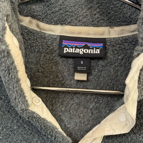 Retro Gray Tan Patagonia Pullover High Snap Neck Sweatshirt Fleece Women’s S - Picture 5 of 5